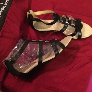 Easy spirit black Sandals zipper up back new sz9.5